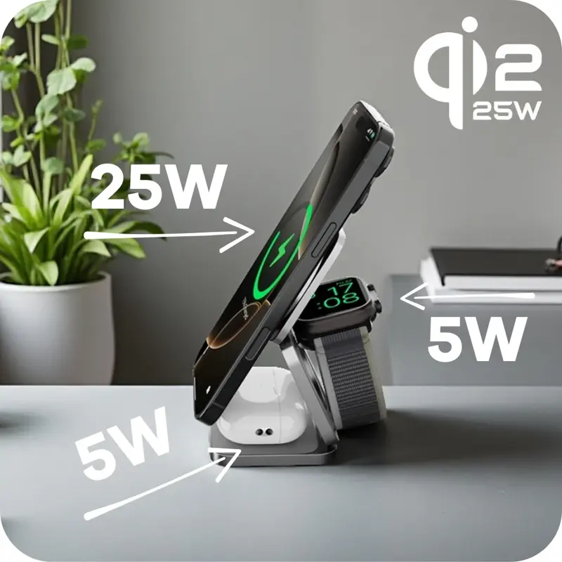 Qi2.2 Skládací MagSafe nabíječka 3v1